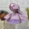 Kız Çocuk Lila Kısa Balon Kol Kabarık Elbise