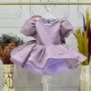 Kız Çocuk Lila Kısa Balon Kol Kabarık Elbise