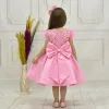 Kız Çocuk Pembe Boncuklu Kabarık Elbise Abiye Gelinlik