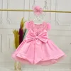 Kız Çocuk Pembe Boncuklu Kabarık Elbise Abiye Gelinlik