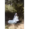 Kız Çocuk Beyaz Tak-Çıkar Kat Kat Etekli Kuyruklu Abiye Elbise
