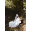 Kız Çocuk Beyaz Tak-Çıkar Kat Kat Etekli Kuyruklu Abiye Elbise