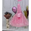 Kız Çocuk Pembe Boncuklu Payetli Kabarık Elbise