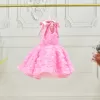 Kız Çocuk Pembe Gül 3D Kabarık Elbise Abiye Gelinlik