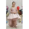 Kız Çocuk Pudra Payetli Kuyruklu Abiye Elbise