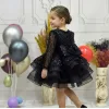 Kız Çocuk Siyah Boncuklu Payetli Kabarık Elbise