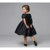 Kız Çocuk Siyah Parıltılı Uzun Kol Kabarık Elbise