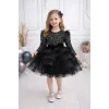 Kız Çocuk Siyah Payetli Kabarık Elbise