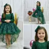 Kız Çocuk Zümrüt Yeşili Simli Parıltılı Kuyruklu Elbise