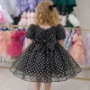Siyah Beyaz Noktalı Parıltılı Kabarık Elbise