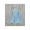 Kız Çocuk Bebe Mavisi Parıltılı Uzun Kol Kabarık Elbise