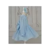 Kız Çocuk Bebe Mavisi Parıltılı Uzun Kol Kabarık Elbise