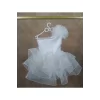 Kız Çocuk Beyaz Parıltılı Tek Omuz Grenli Kabarık Elbise