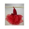 Kız Çocuk Kırmızı Payetli Prenses Kol Arka Dekolteli Kabarık Elbise
