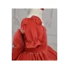 Kız Çocuk Nar Çiçeği Parıltılı Kalp Detaylı Prenses Kol Kabarık Elbise