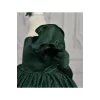 Kız Çocuk Zümrüt Yeşilli Parıltılı Kalp Detaylı Prenses Kol Kabarık Elbise