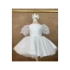Kız Çocuk Beyaz Parıltılı Dalgalı Tül Kabarık Elbise