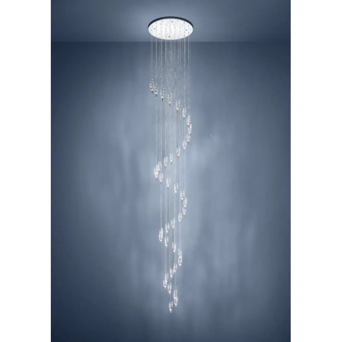 ALEMDINA 500 cm Yüksekliğinde Krom Çelik Sarkıt Avize