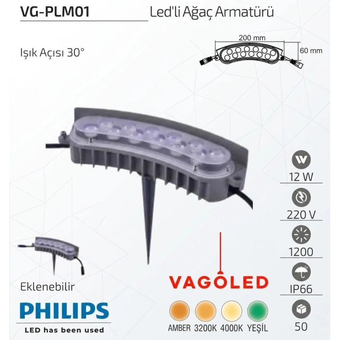 Palmiye & Sütun Tipi LED Halka Aydınlatma Armatürü – 12W IP Korumalı