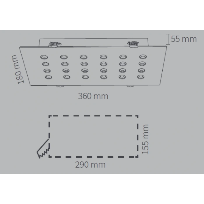 Kuyumcu LED Armatür Diktörtgen 24 LED li 43W