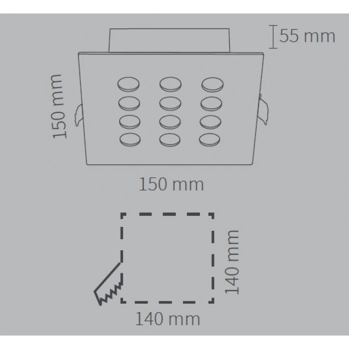 Kuyumcu LED Armatür Kare 22 WATT 12 LED li