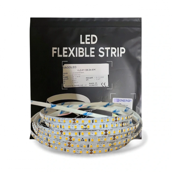 Samsung LEDLİ 126 LED/mt 2835 SMD Şerit LED 12V 12W/mt