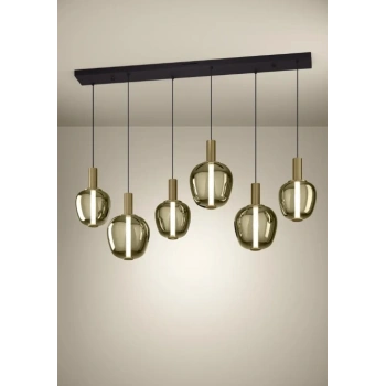 FRUITERA 150 cm Yüksekliğinde Siyah. Fırçalanmış Pirinç Çelik Sarkıt Avize