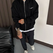 Nk Kapüşonlu Hırka Siyah