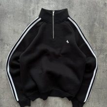 AD Yarım Fermuar Sweatshirt Siyah