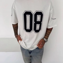 08 Oversize Baskı Tshirt Beyaz