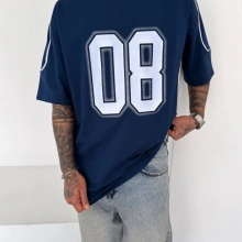 08 Oversize Baskı Tshirt Mavi