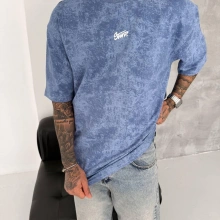 Basic Yıkamalı Sw Tshirt Mavi