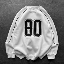 80 Bisiklet Yaka Sweatshirt Beyaz
