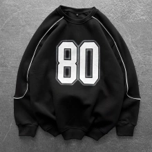 80 Bisiklet Yaka Sweatshirt Siyah