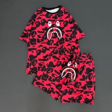 Bape Unisex Oversize Şortlu Takım - Kırmızı