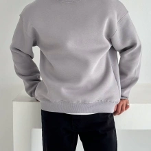 Basic Oversize Sweatshirt Gri