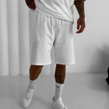 Basic Unisex Oversize Şort - Beyaz