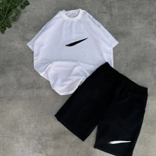 Basic Unisex Oversize Şortlu Takım - Siyah