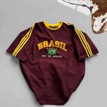 Brasil Unisex Oversize Tshirt - Bordo
