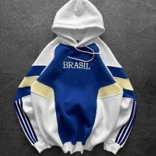 BRZ Kapüşonlu Oversize Sweatshirt Mavi