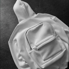 Çantalı Unisex Oversize Sweatshirt Beyaz