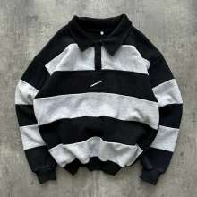 Çizgili Polo Yaka Sweatshirr