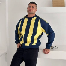 Çizgili Taraftar Oversize Sweatshirt