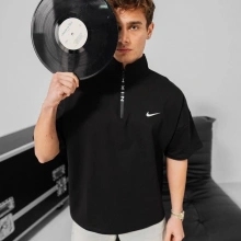 Dik Yaka NK Unisex Oversize Tshirt - Siyah