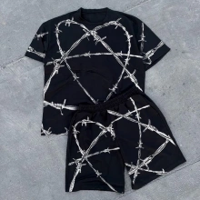 Diken Desen Unisex Oversize Şortlu Takım