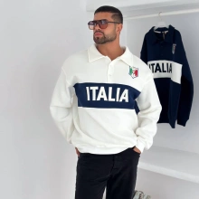 İTL Polo Yaka Sweatshirt - Beyaz