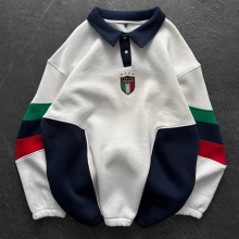 İTL Şardonlu Polo Yaka Sweatshirt Beyaz