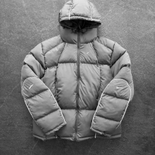 Kapüşonlu Marka Şişme Mont Gri