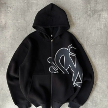 Ön Sırt Detay Oversize Hırka Siyah