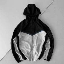 Oversize Kapüşonlu Hırka - Siyah/Gri